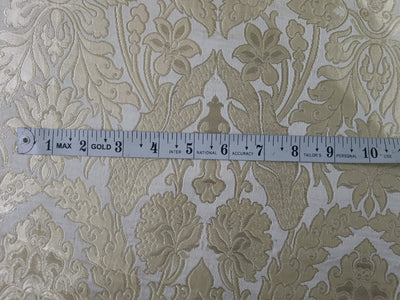 Silk Brocade Fabric Ivory,Metallic Gold & Golden Cream 36" wide BRO268[4]