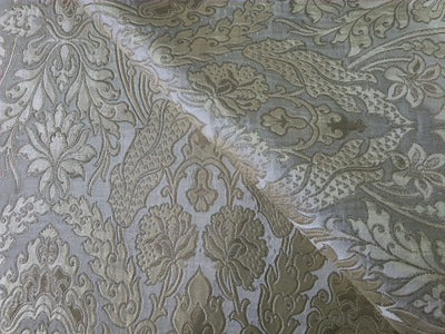 Silk Brocade Fabric Ivory,Metallic Gold & Golden Cream 36" wide BRO268[4]