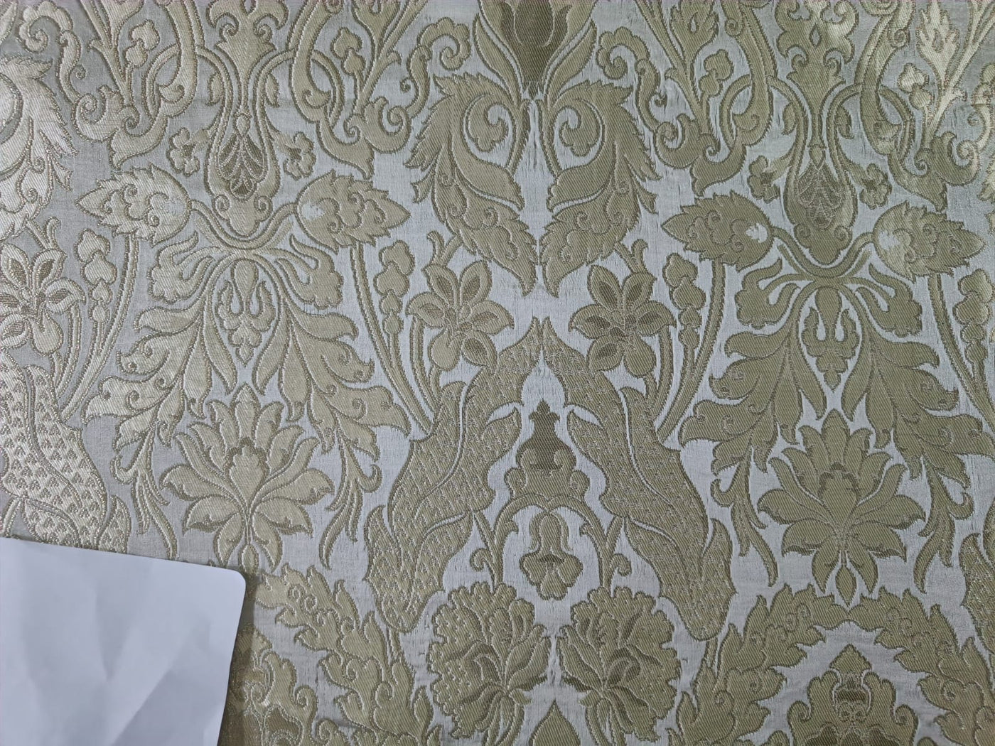 Silk Brocade Fabric Ivory,Metallic Gold & Golden Cream 36" wide BRO268[4]