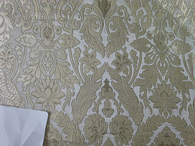 Silk Brocade Fabric Ivory,Metallic Gold & Golden Cream 36" wide BRO268[4]