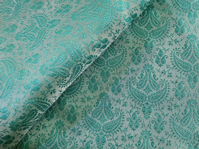 SILK BROCADE FABRIC See Green color 44" wide BRO276[2]