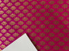 SILK BROCADE FABRIC Pink & Metallic Gold color 44" wide BRO279[3]