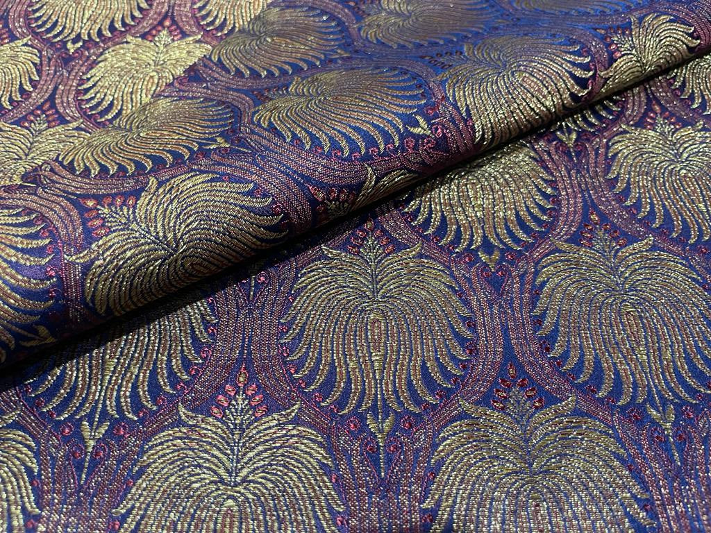 Silk Brocade Fabric Red,Blue & Metallic Gold color 44" WIDE BRO277[2]