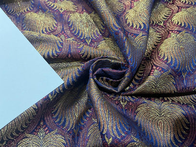 Silk Brocade Fabric Red,Blue & Metallic Gold color 44" WIDE BRO277[2]