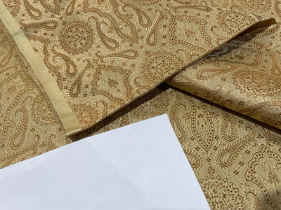 SILK BROCADE FABRIC Light Golden Caramel color 44" wide BRO277[4]
