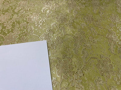 SILK Brocade Fabric Light Olive,Light Caramel & Cream Color 44" wide BRO277[5]