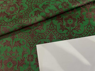 SILK BROCADE vestment FABRIC Green & Red color 44" wide BRO262[5]
