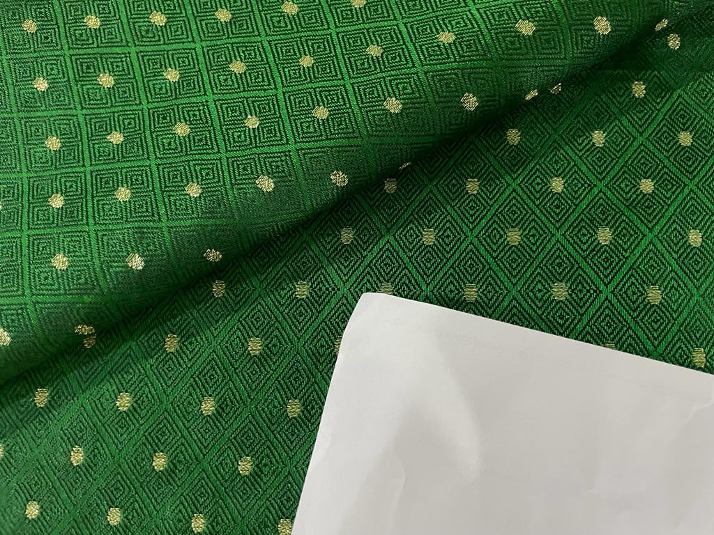 SILK BROCADE FABRIC Purple,Emerald Green & Metallic Gold color 44" WIDE BRO262[3]