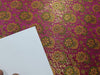 SILK BROCADE FABRIC Green,Mustard,Pink & Metallic Gold color 36" WIDE BRO263[5]