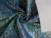 SILK BROCADE FLORAL BLUE & multi gold COLOR 44" WIDE BRO400[3]