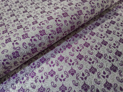 SILK BROCADE FABRIC Ivory & Pinkish Purple COLOR 44" WIDE BRO390[1]