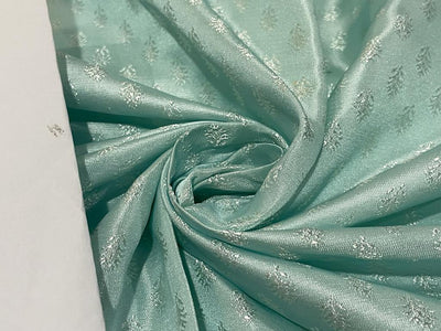 Silk Brocade FABRIC Light Pastel Blue color 44" wide BRO372[5]