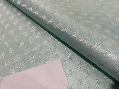 Silk Brocade FABRIC Light Pastel Blue color 44" wide BRO372[5]
