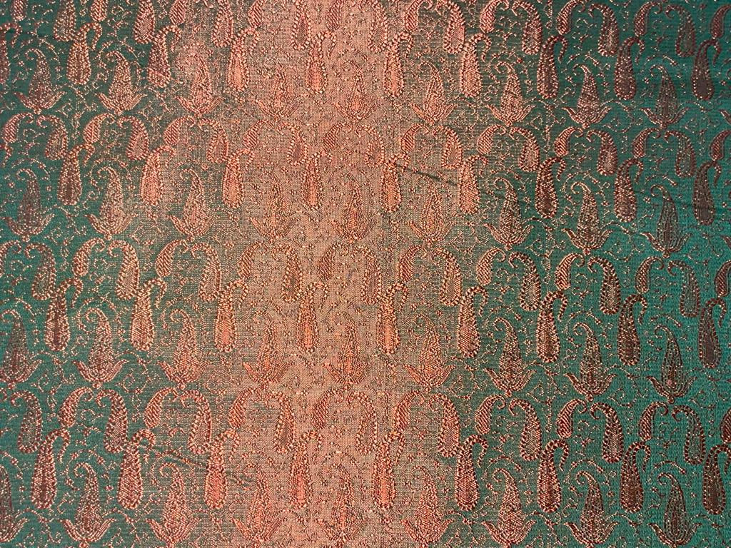 Spun Silk Brocade fabric Red & Green color 44" wide BRO376[3]