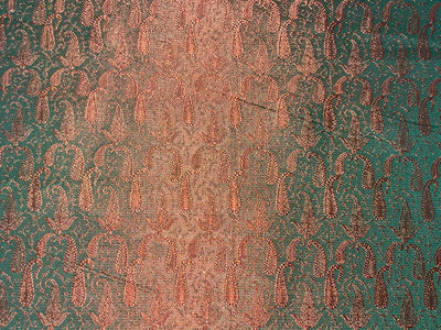 Spun Silk Brocade fabric Red & Green color 44" wide BRO376[3]