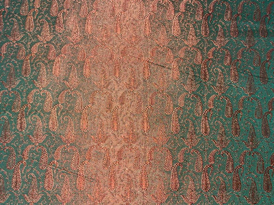 Spun Silk Brocade fabric Red & Green color 44" wide BRO376[3]
