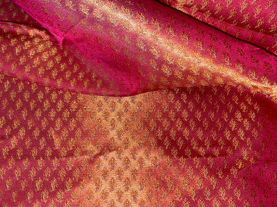Silk Brocade fabric pink ,orange and metallic gold color 44" wide BRO376[5]