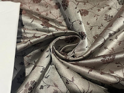 SILK BROCADE FABRIC Grape &amp; Grey Colour 44" WIDE BRO380[1]