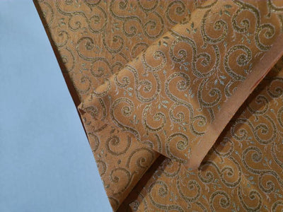 Silk Brocade FABRIC PEACH and Gold  Color 44" WIDE BRO395[4]