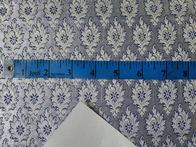 SILK BROCADE FABRIC BLUE & Ivory COLOR 44" WIDE BRO388[1]