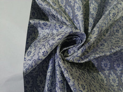 SILK BROCADE FABRIC BLUE & Ivory COLOR 44" WIDE BRO388[1]