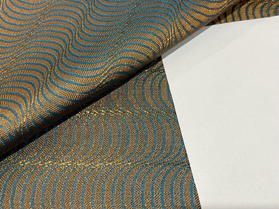 Silk Brocade Fabric Blue & Tigers eye color 44" wide BRO367[4]