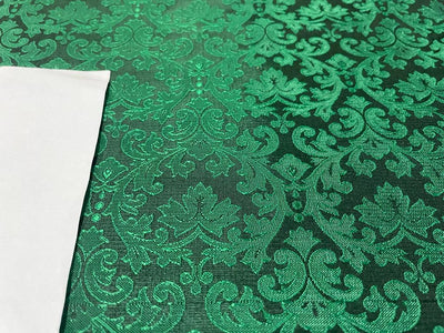 SILK RICH BROCADE FABRIC FOREST GREEN COLOR 44" wide BRO378[1]
