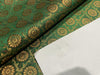 Spun Silk Brocade fabric Green & Metallic Gold Color 44" wide BRO377[4]