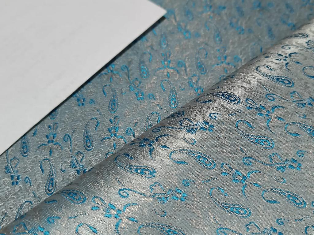 Spun Brocade Fabric Blue & Metallic Gold color 44" wide BRO379[2]