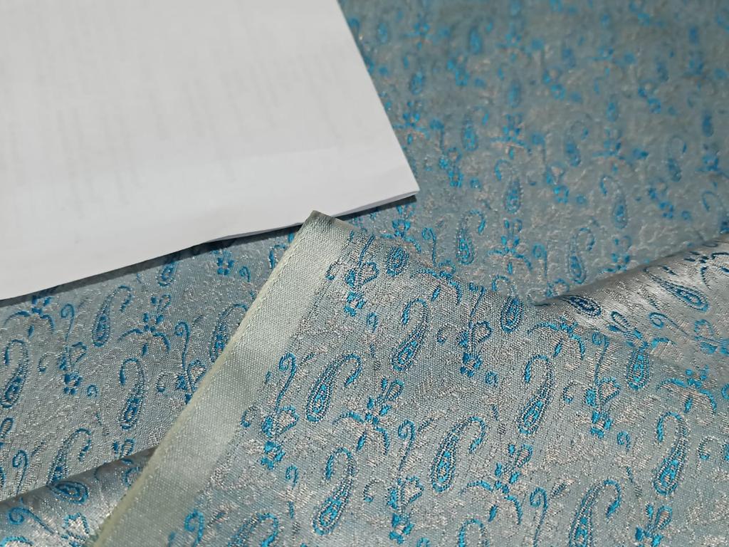 Spun Brocade Fabric Blue & Metallic Gold color 44" wide BRO379[2]