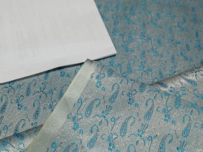 Spun Brocade Fabric Blue & Metallic Gold color 44" wide BRO379[2]