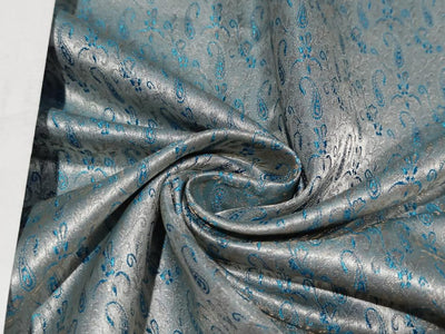 Spun Brocade Fabric Blue & Metallic Gold color 44" wide BRO379[2]