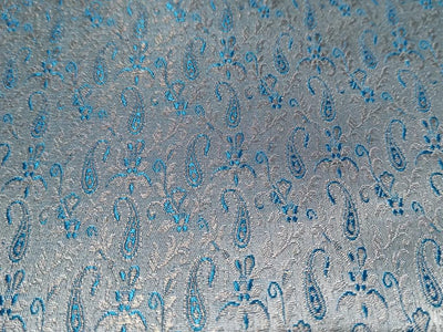 Spun Brocade Fabric Blue & Metallic Gold color 44" wide BRO379[2]