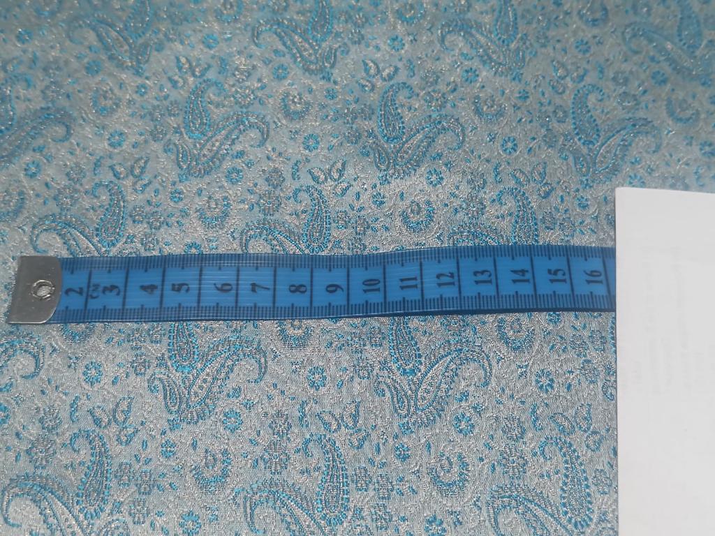 Spun Silk Brocade fabric Blue & Metallic Gold Color 44" wide BRO379[1]