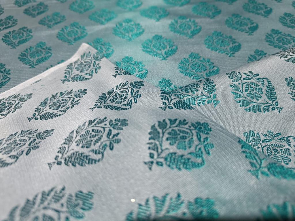 Silk Brocade fabric Sea Green color 44" wide BRO373[2]