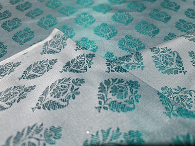 Silk Brocade fabric Sea Green color 44" wide BRO373[2]