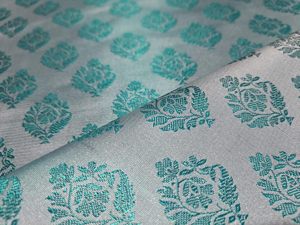 Silk Brocade fabric Sea Green color 44" wide BRO373[2]
