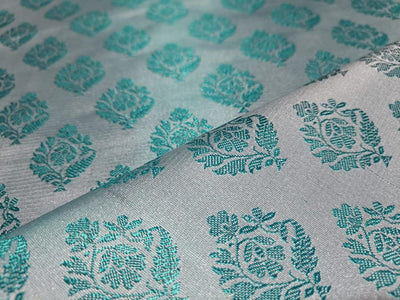 Silk Brocade fabric Sea Green color 44" wide BRO373[2]