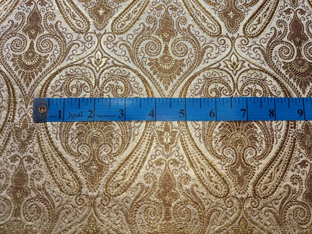 SILK BROCADE FABRIC Cream & Metallics Color 44" wide BRO362[2]