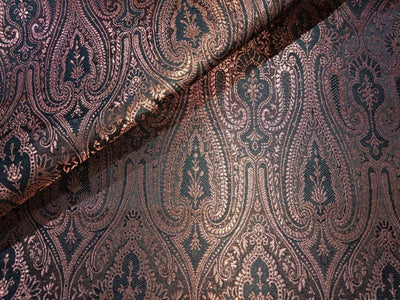 Spun BROCADE FABRIC Black & Metallic Antique Rose GOLD Color 44" wide BRO281[1]