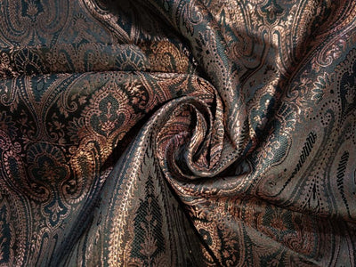 Spun BROCADE FABRIC Black & Metallic Antique Rose GOLD Color 44" wide BRO281[1]