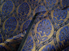 SILK BROCADE FABRIC BLACK,Blue & Metallic GOLD color 44" wide BRO281[2]