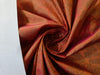 100% silk Dupion fabric ORANGE with gold print 40" wide 27mm DUPPRT40[3]