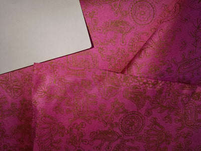100% silk Dupion fabric PINK with gold print 40" wide 27mm DUPPRT40[2]