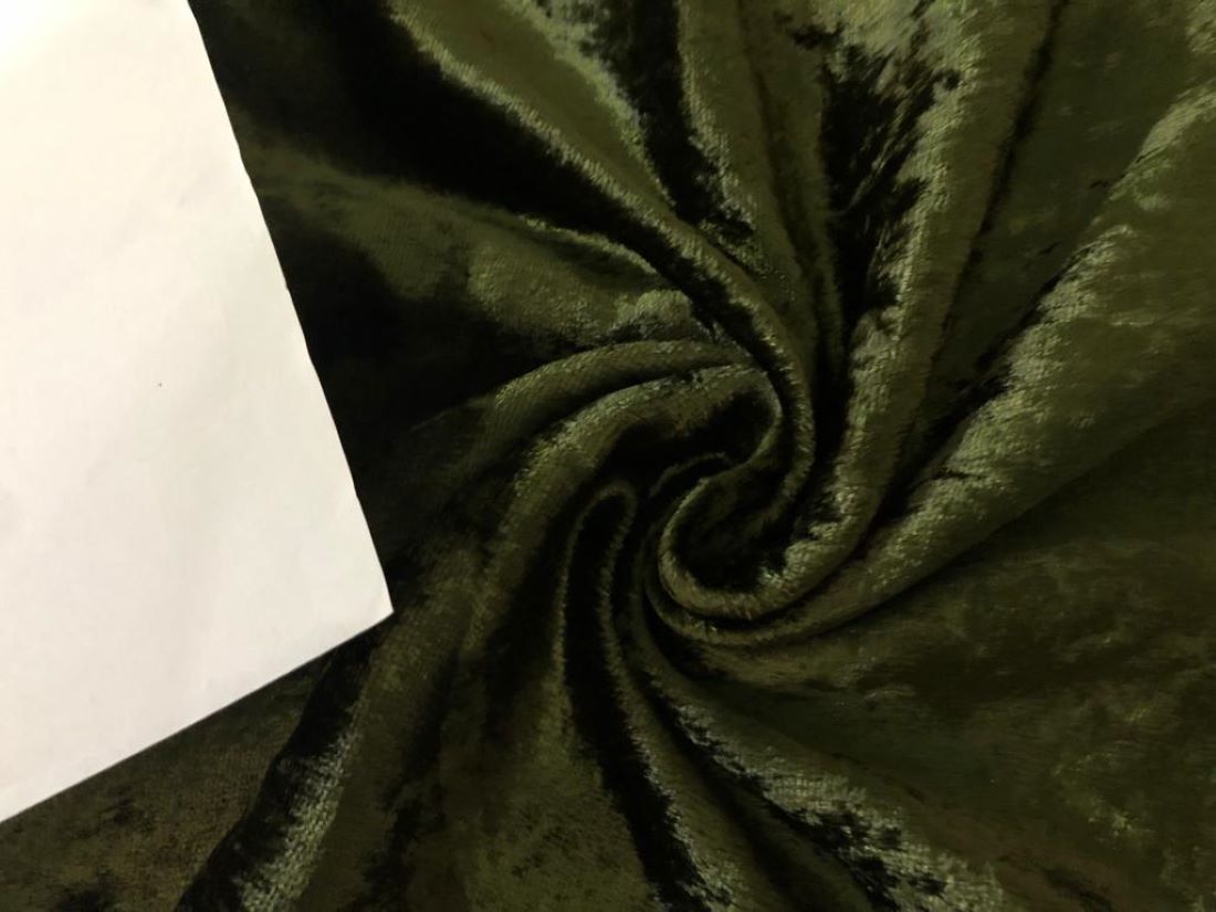 100% Crushed Velvet Fabric 54" wide GREEN X BLACK [15551]