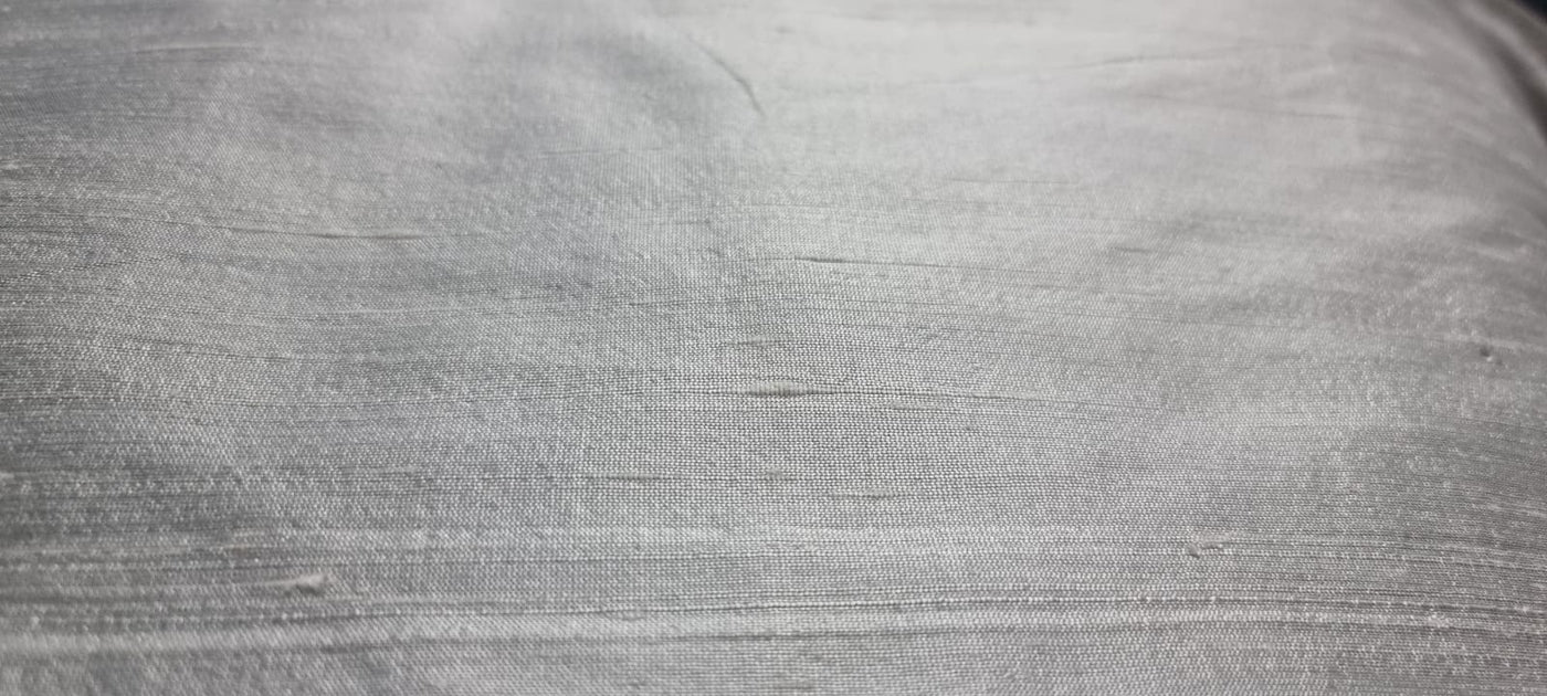 100% pure silk dupioni fabric light pearl grey color 54" wide with slubs MM91[3]