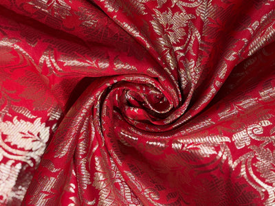 Silk Brocade fabric 44" gold  jacquard available in 2 colors red/gold and pink/white gold  BRO1063[3/4]