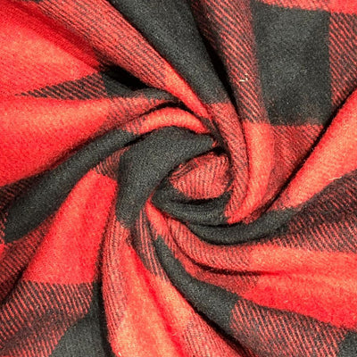 100% Wool Fabric Red and Black plaids [17724]