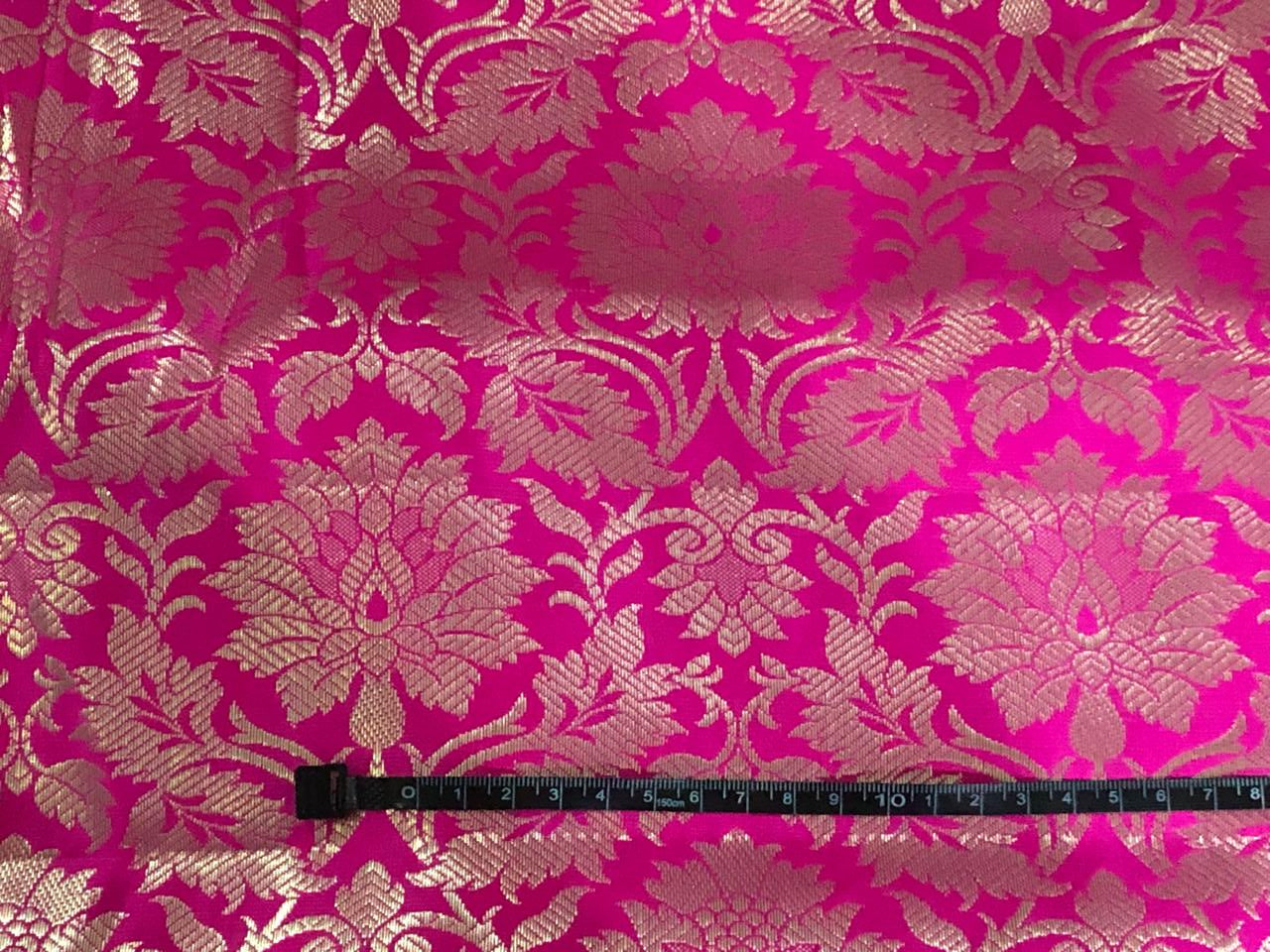 Silk Brocade fabric 44" gold  jacquard available in 2 colors red/gold and pink/white gold  BRO1063[3/4]