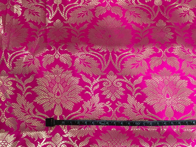Silk Brocade fabric 44" gold  jacquard available in 2 colors red/gold and pink/white gold  BRO1063[3/4]